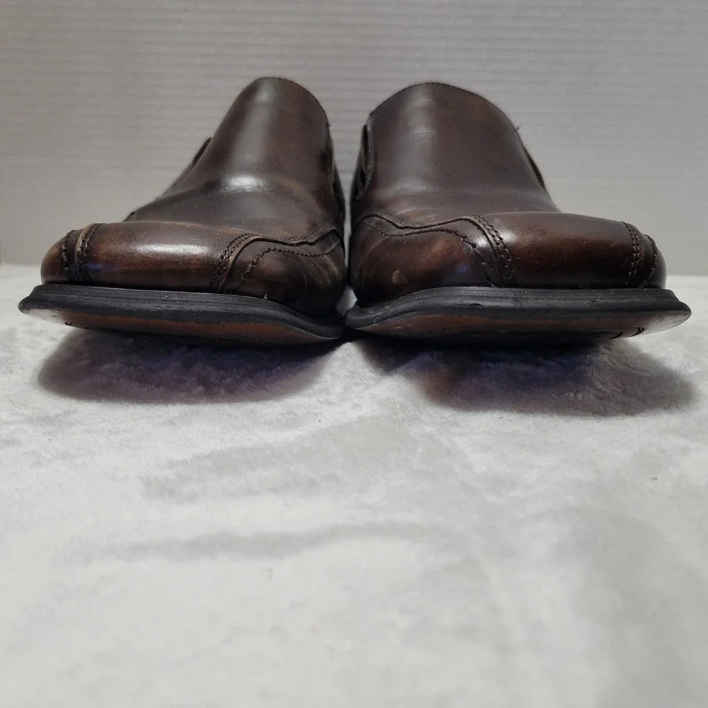 Natha Studio Mens Brown Leather Dress Shoes Loafer Slip On Style 27504 Size 11.5